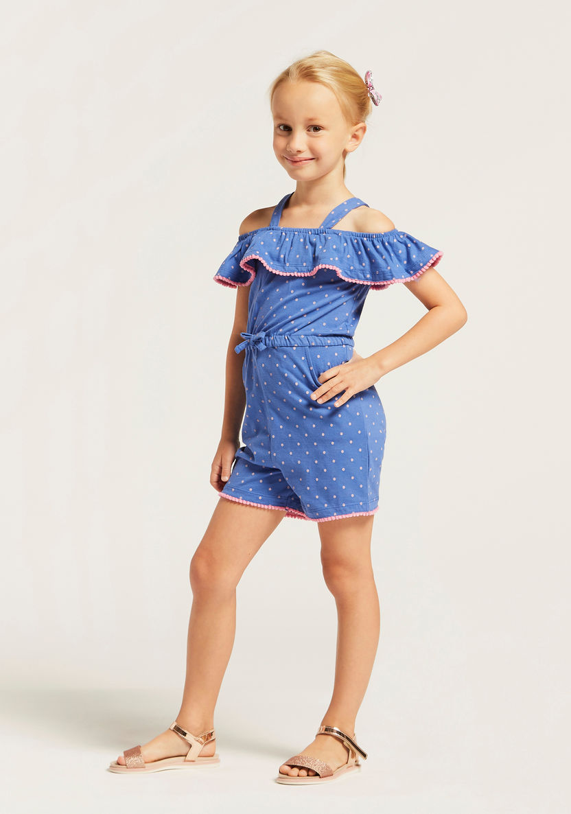 Juniors Strappy Spot Print Playsuit with Pockets-Rompers%2C Dungarees and Jumpsuits-image-1