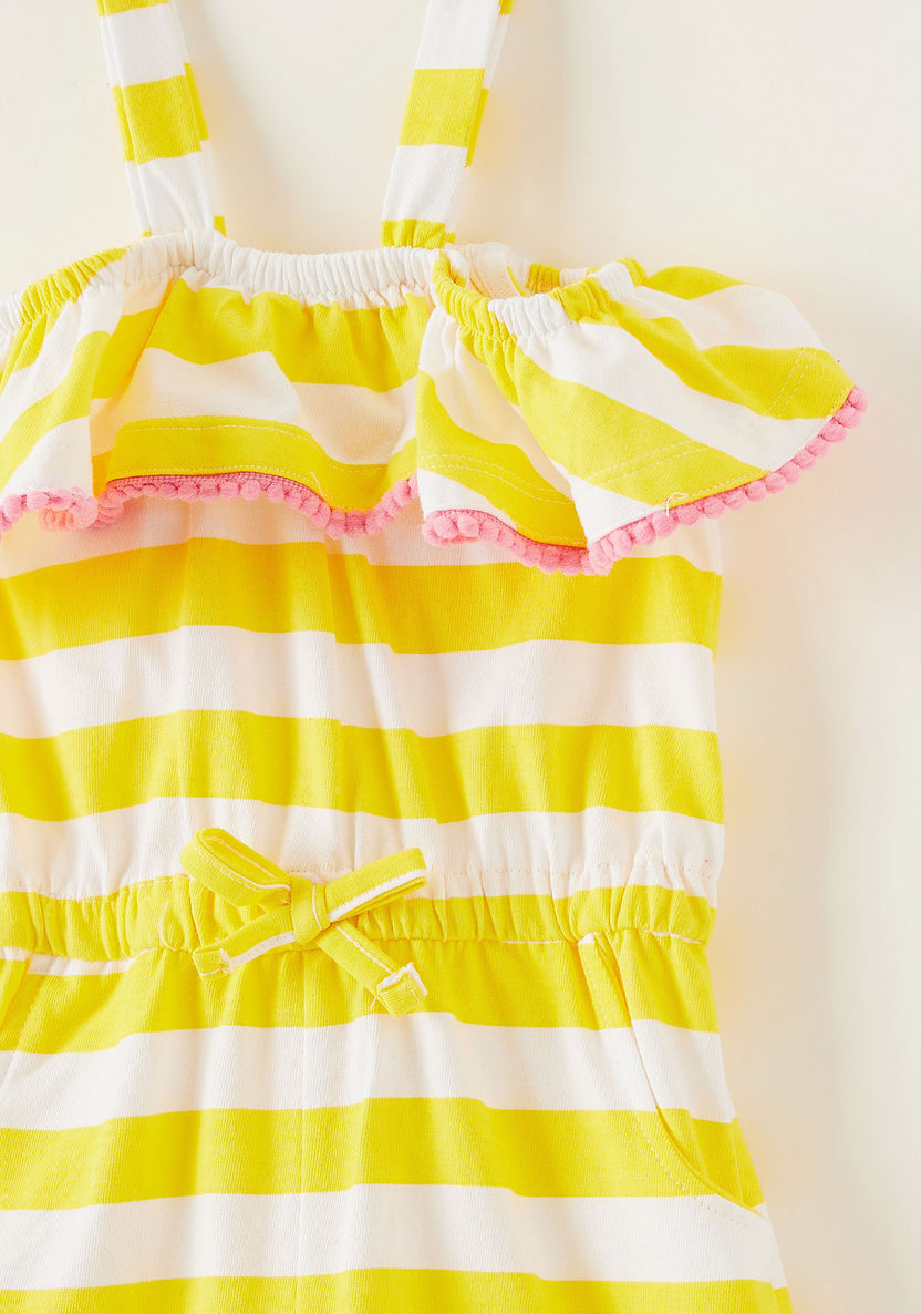 Juniors Striped Playsuit with Ruffles and Bow Accent-Rompers%2C Dungarees and Jumpsuits-image-1