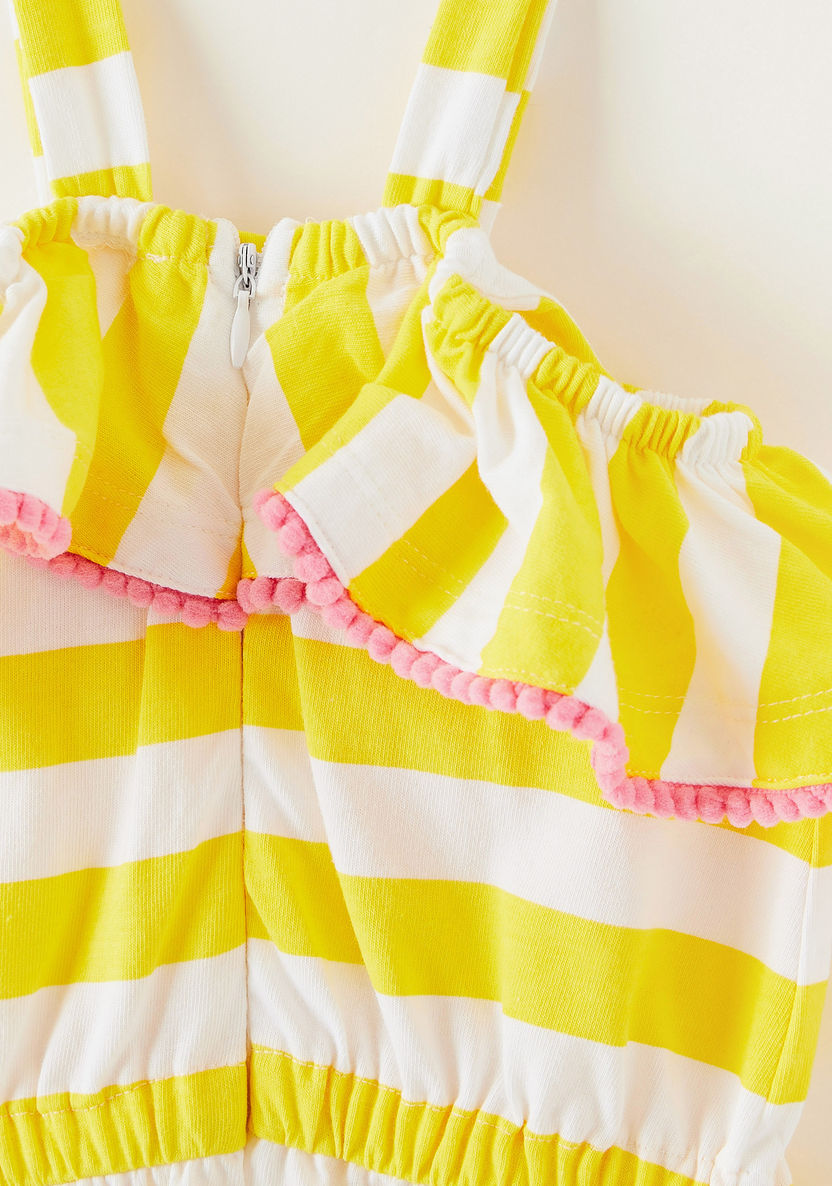 Juniors Striped Playsuit with Ruffles and Bow Accent-Rompers%2C Dungarees and Jumpsuits-image-2