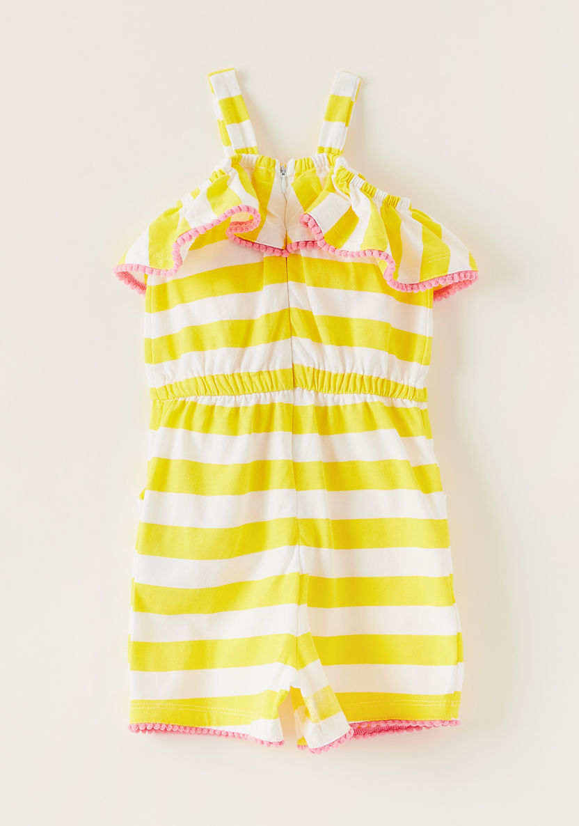 Juniors Striped Playsuit with Ruffles and Bow Accent-Rompers%2C Dungarees and Jumpsuits-image-3