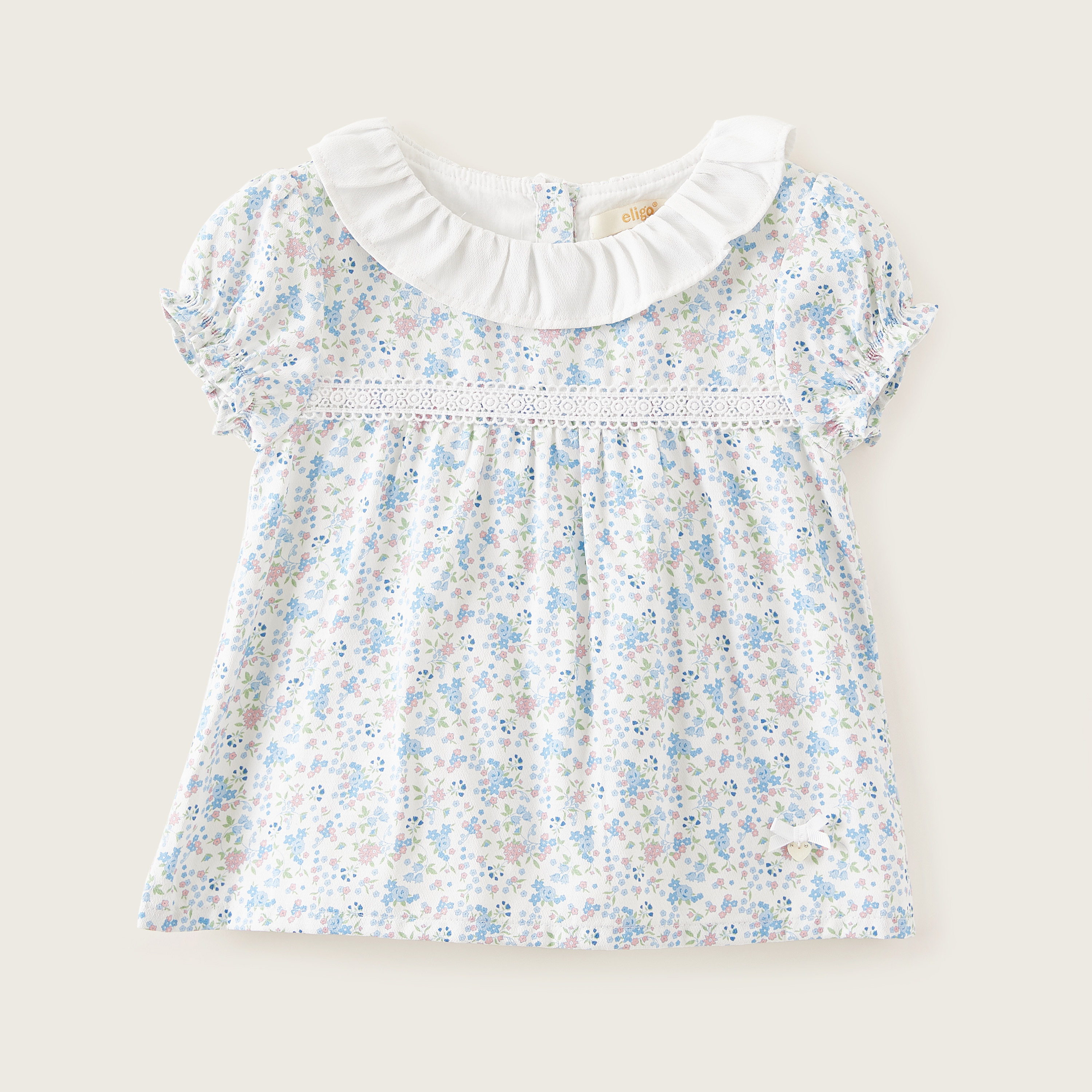 Eligo Floral Print Dress with Short Sleeves and Ruffle Detail-girls-clothing-dressesandjumpsuits-image-1