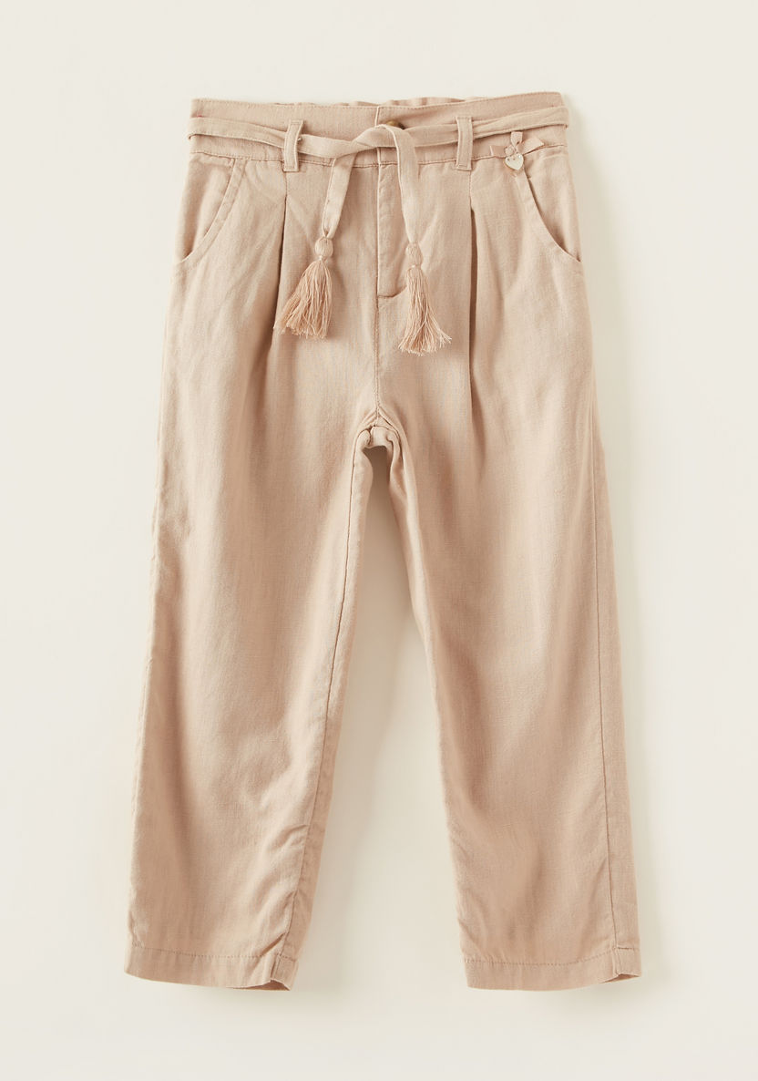 Solid Pants with Pocket Detail and Tie-Ups-Pants-image-0