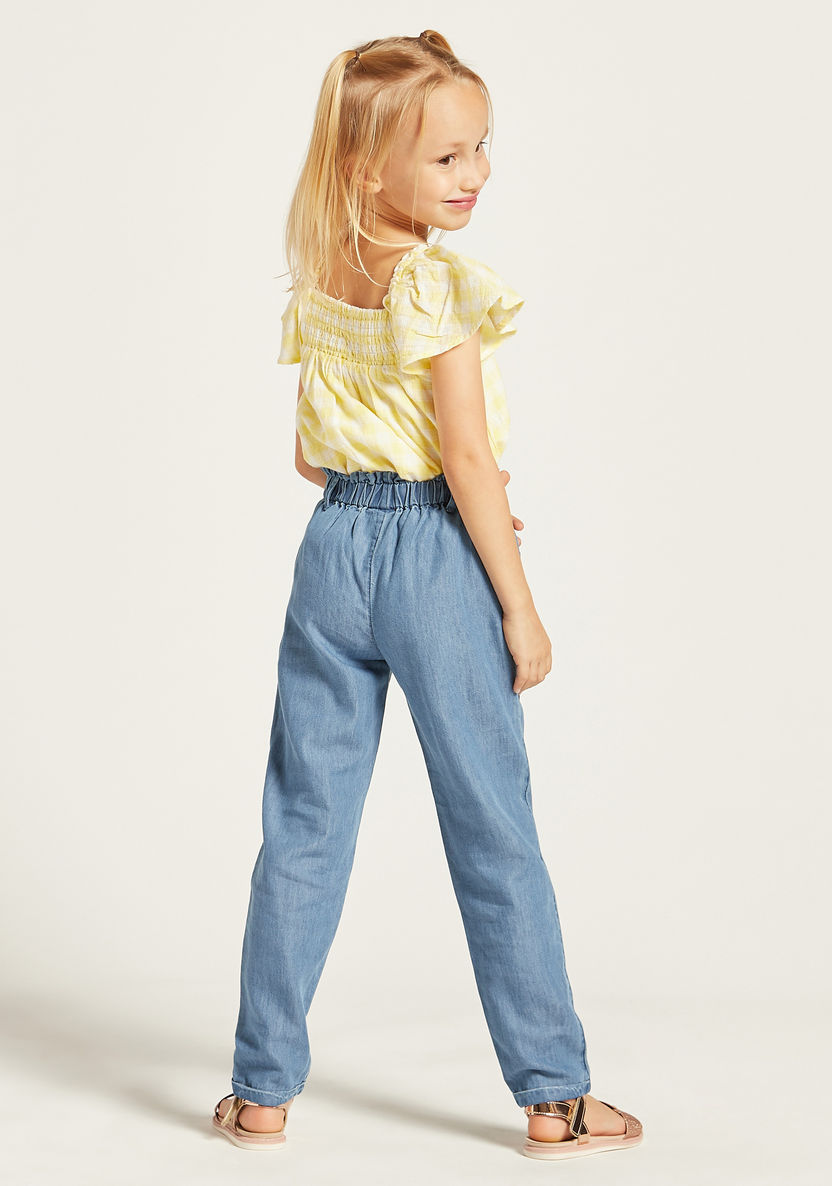 Chambray Pants with Patch Pockets and Elasticated Waistband-Pants-image-3