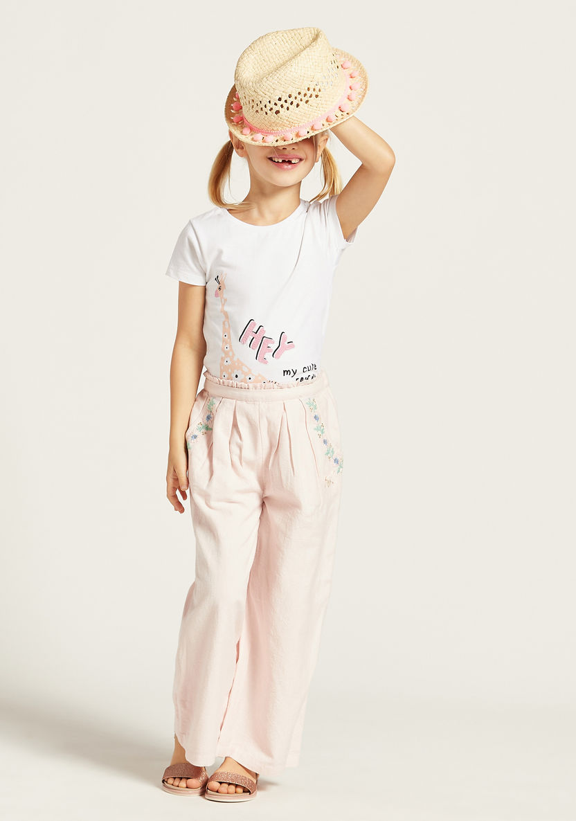 Embroidered Linen Pants with Slip Pockets-Pants-image-0