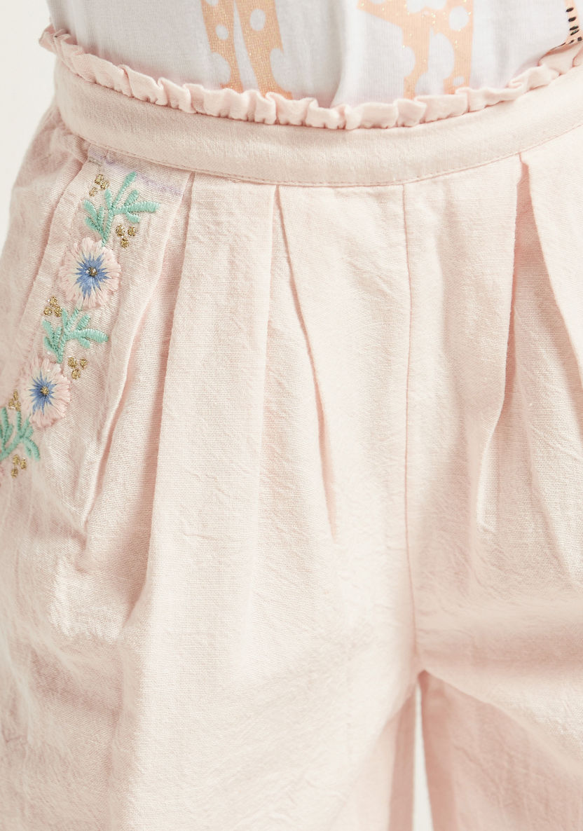 Embroidered Linen Pants with Slip Pockets-Pants-image-2