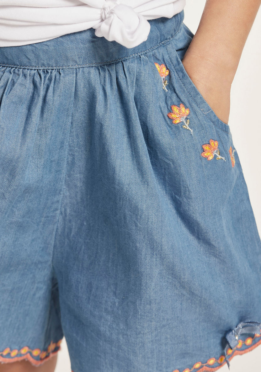 Embroidered Shorts with Elasticated Waistband and Pockets-Shorts-image-2