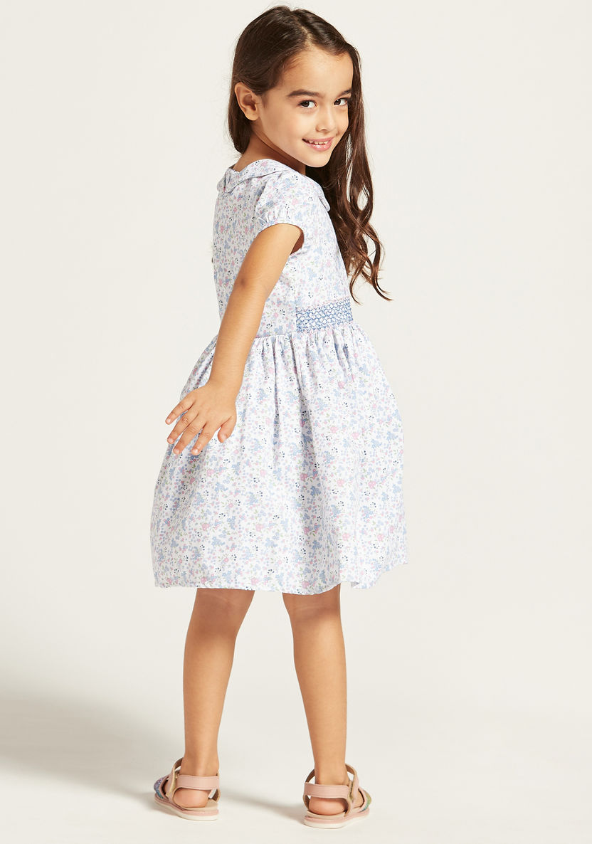 All-Over Floral Print Dress with Short Sleeves-Dresses%2C Gowns and Frocks-image-3