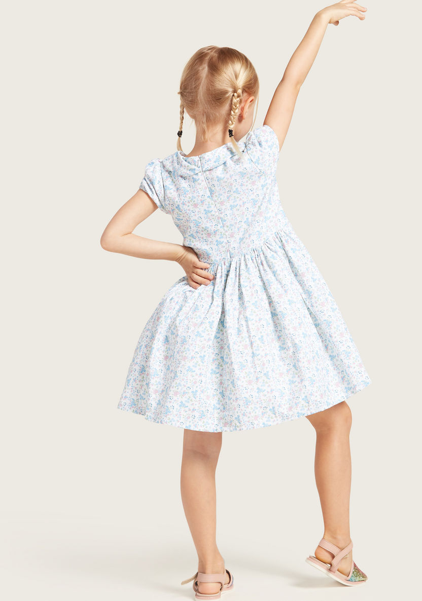 All-Over Floral Print Dress with Short Sleeves-Dresses%2C Gowns and Frocks-image-4