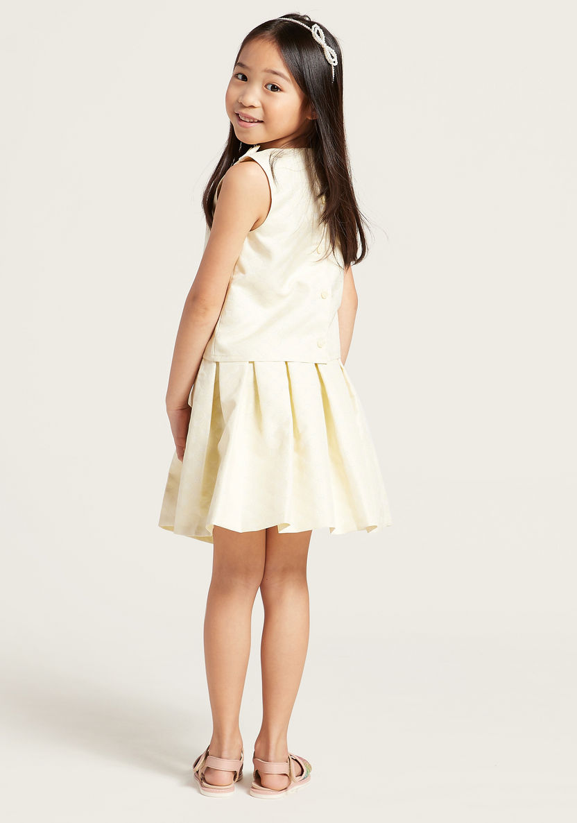 Solid Sleeveless Round Neck Top with Pleated Skirt Set-Clothes Sets-image-3