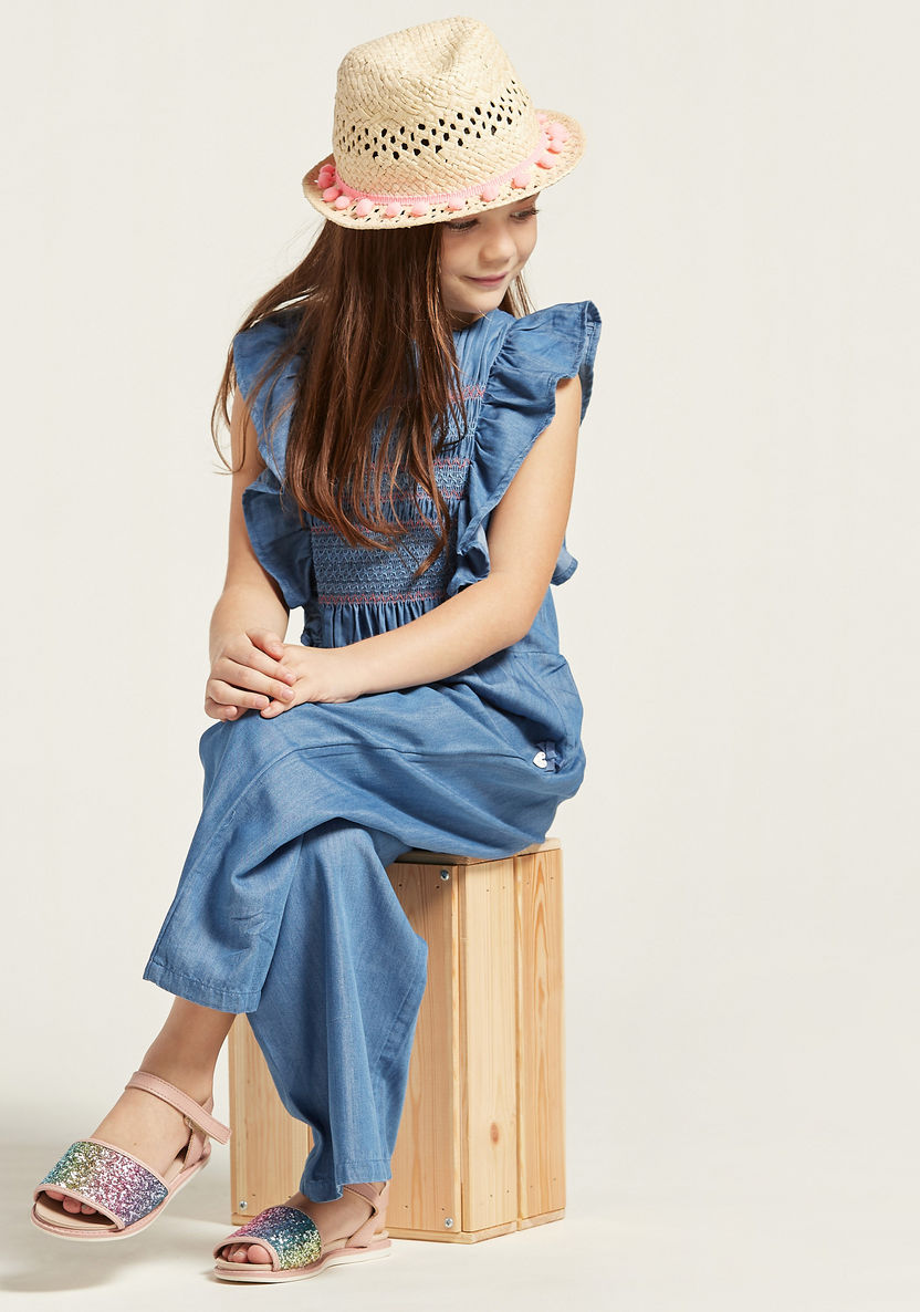Embroidered Romper with Ruffled Sleeves-Rompers%2C Dungarees and Jumpsuits-image-0