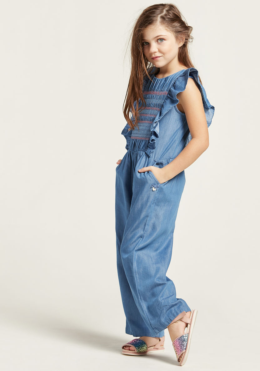 Embroidered Romper with Ruffled Sleeves-Rompers%2C Dungarees and Jumpsuits-image-1