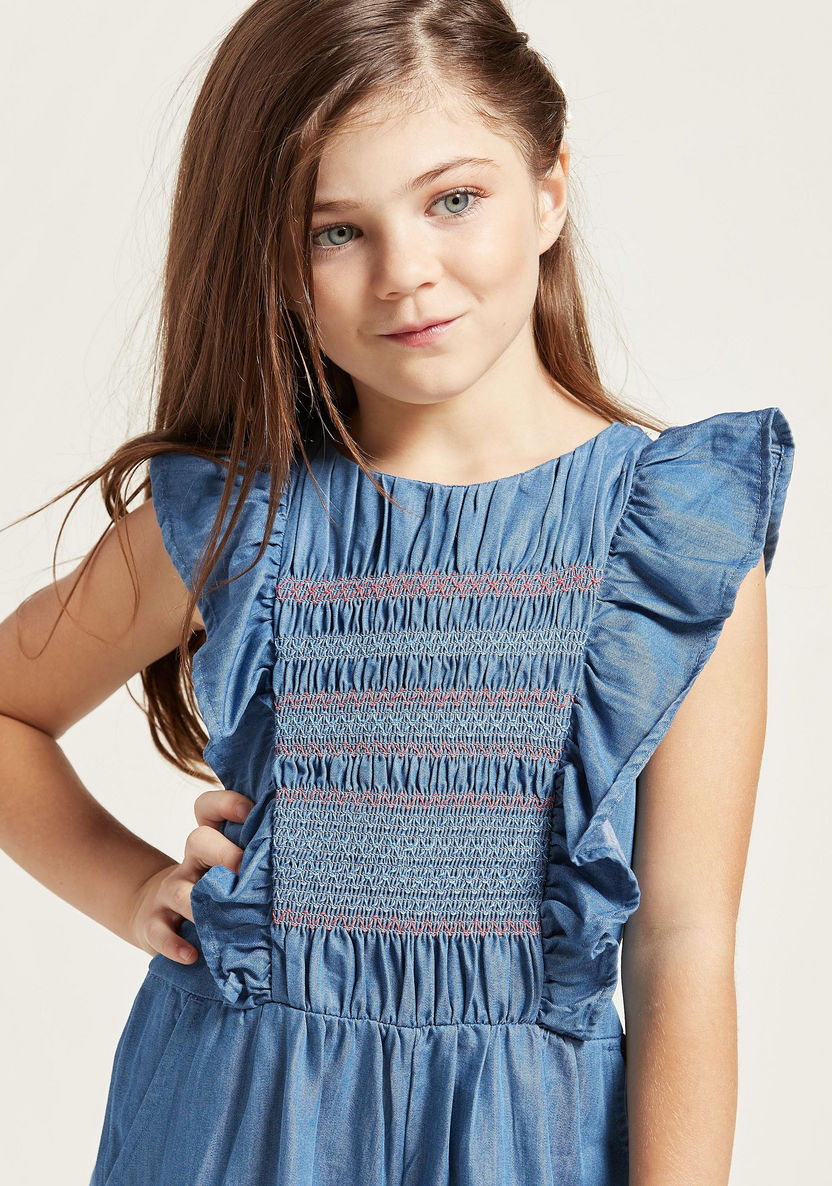 Embroidered Romper with Ruffled Sleeves-Rompers%2C Dungarees and Jumpsuits-image-2