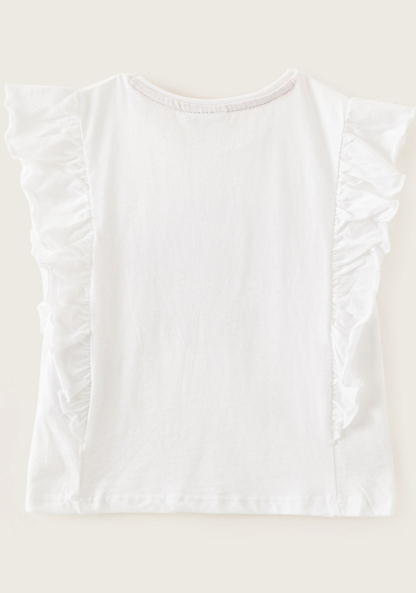 Lee Cooper Embellished Short Sleeves T-shirt with Ruffle Detail-T Shirts-image-2