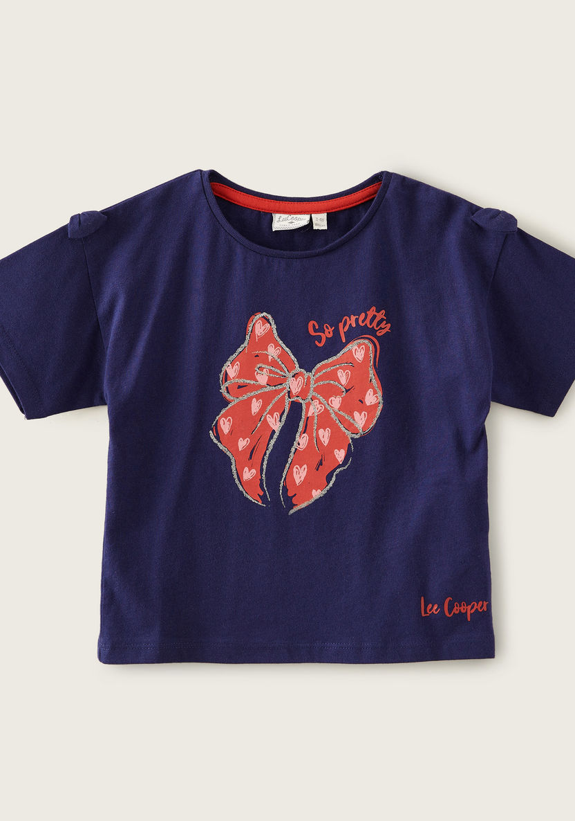 Lee Cooper Graphic Print T-shirt with Round Neck and Short Sleeves-T Shirts-image-0
