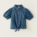 Lee Cooper Solid Chambray Top with Tie-Ups-Blouses-thumbnail-0