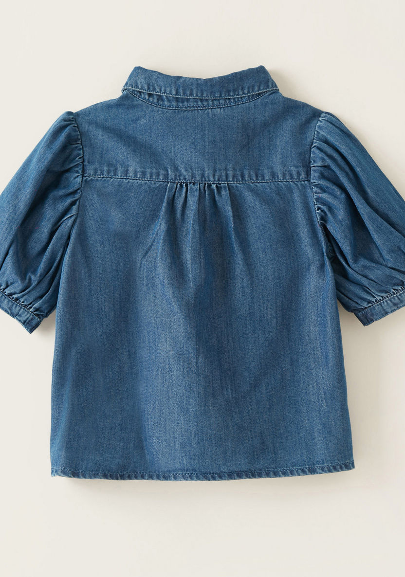 Lee Cooper Solid Chambray Top with Tie-Ups-Blouses-image-3
