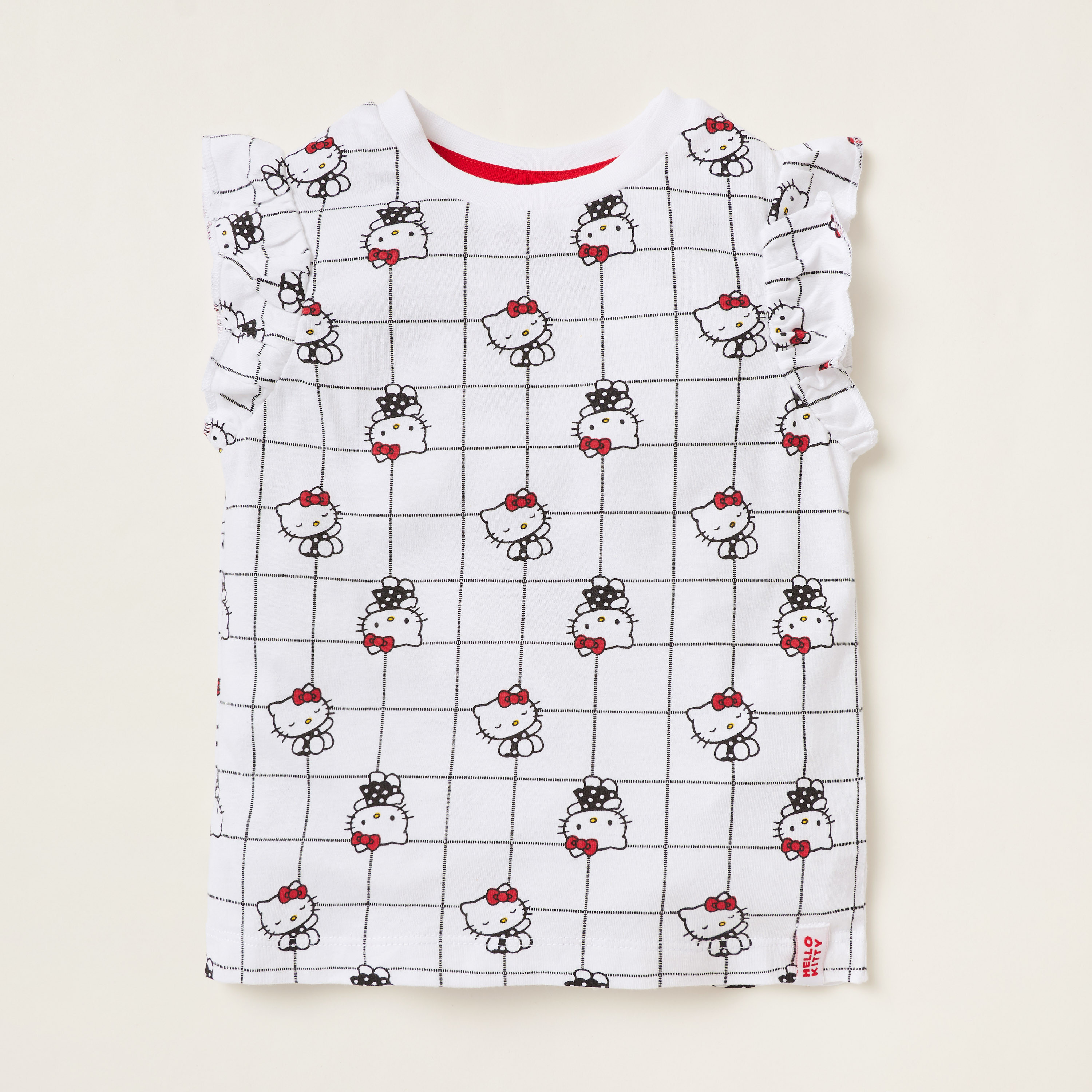 Sario Hello Kitty Print Round Neck T-shirt - Set of 2-girls-clothing-tshirts-image-2