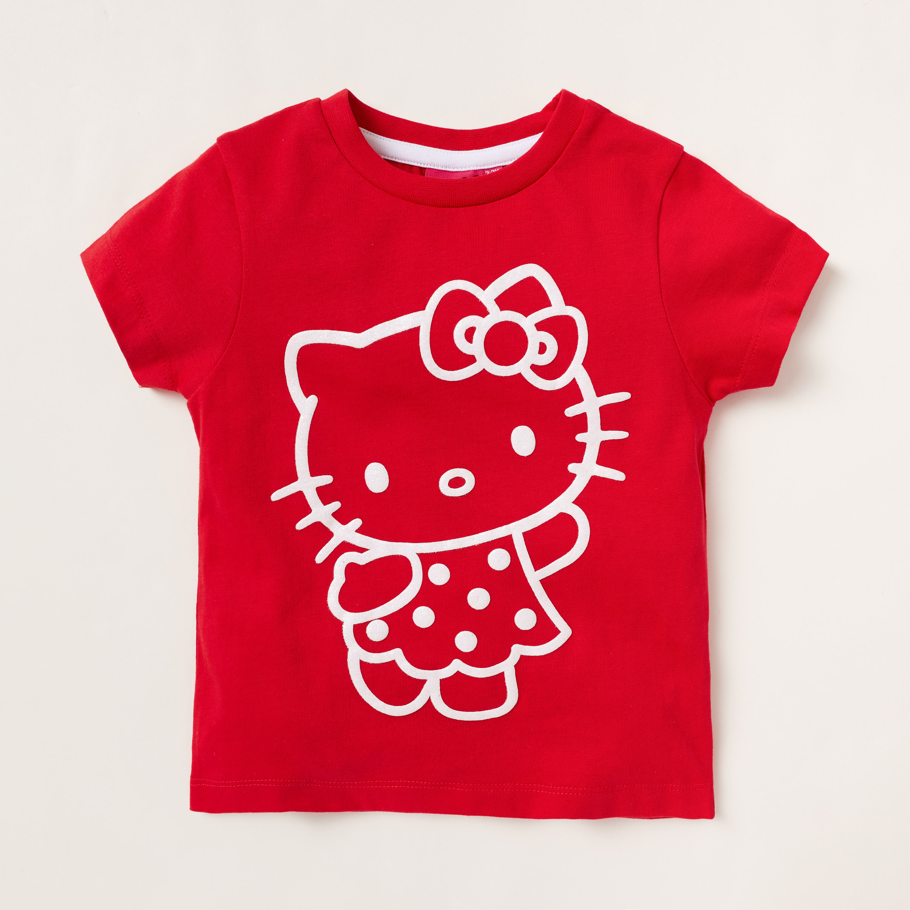 Sario Hello Kitty Print Round Neck T-shirt - Set of 2-girls-clothing-tshirts-image-3