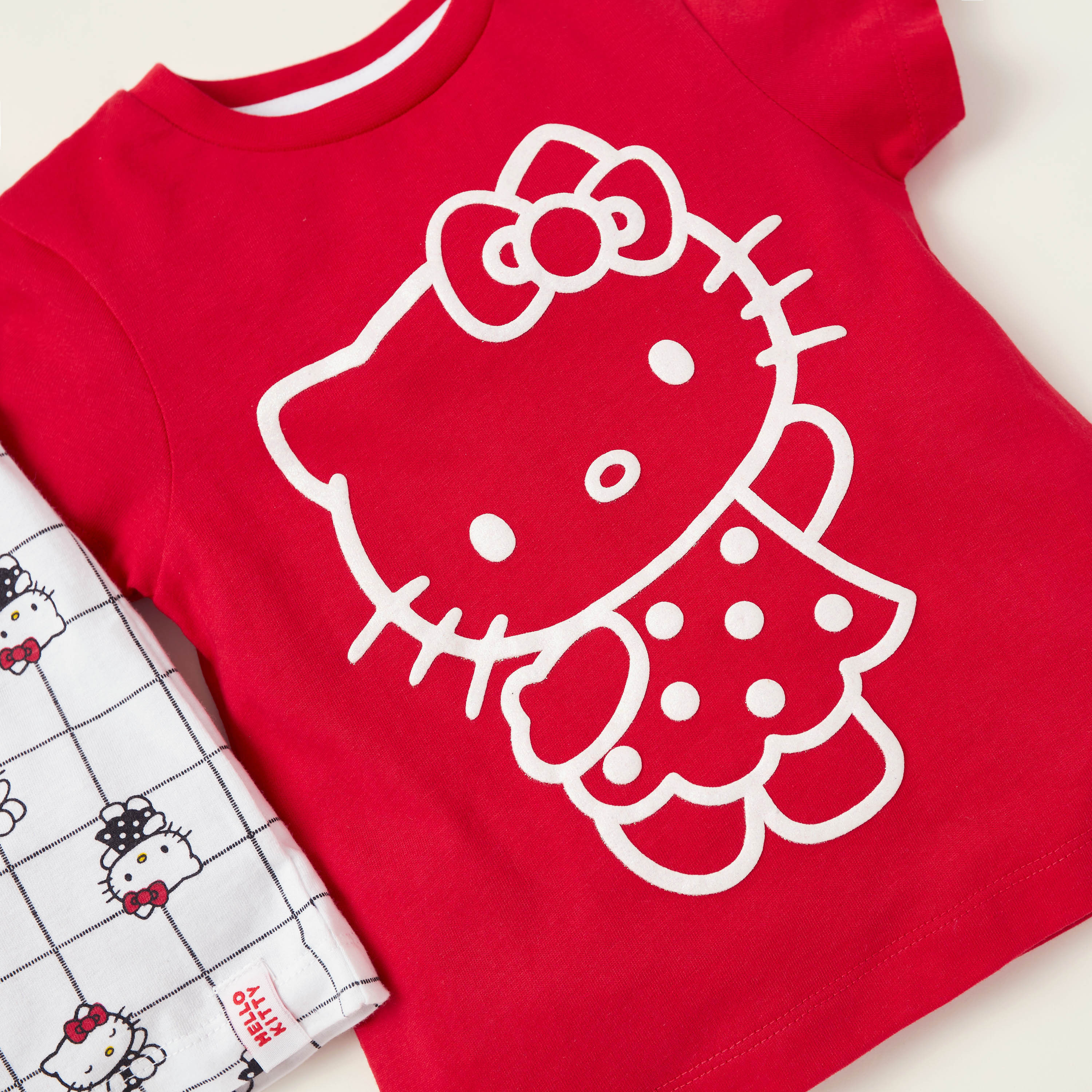 Sario Hello Kitty Print Round Neck T-shirt - Set of 2-girls-clothing-tshirts-image-5