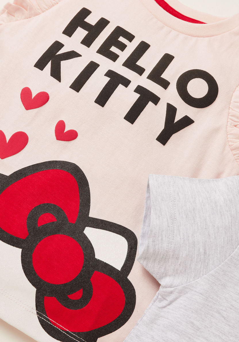 Sanrio Hello Kitty Print Round Neck T-shirt - Set of 2-T Shirts-image-4