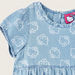 Hello Kitty Print Tiered Chambray Dress with Short Sleeves-Dresses%2C Gowns and Frocks-thumbnail-1
