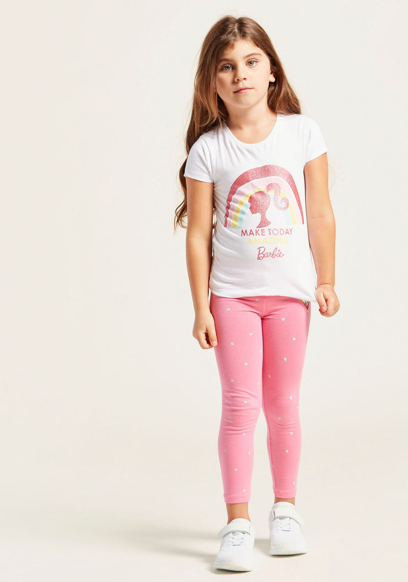 Barbie Print Round Neck T-shirt with Short Sleeves - Set of 2-T Shirts-image-6
