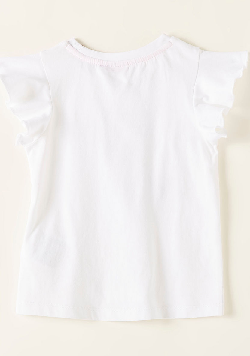 Barbie Embellished T-shirt with Round Neck and Cap Sleeves-T Shirts-image-3