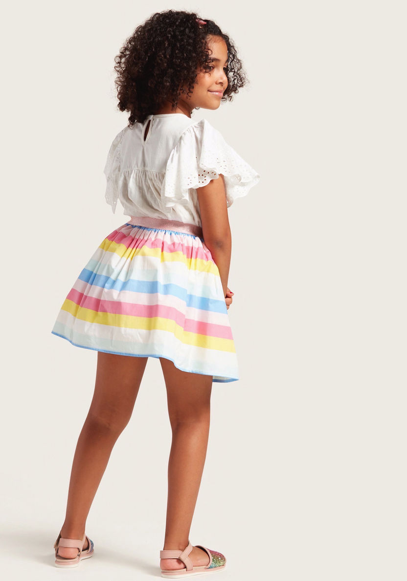 Barbie Striped Skirt with Elasticised Waistband-Skirts-image-3