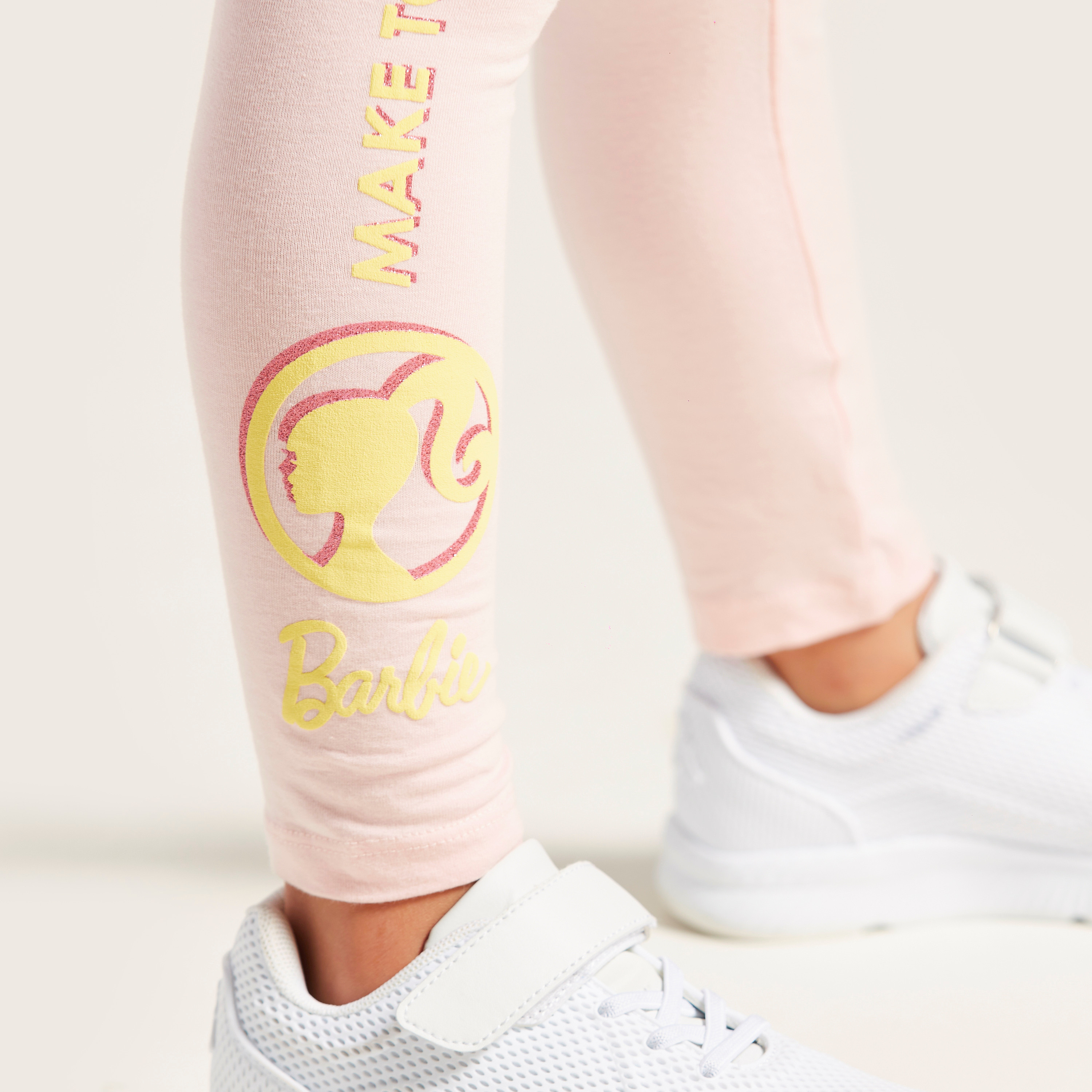 Barbie Graphic Print Leggings with Elasticised Waistband - Set of 2-baby-girls-clothing-bottoms-leggings-image-2