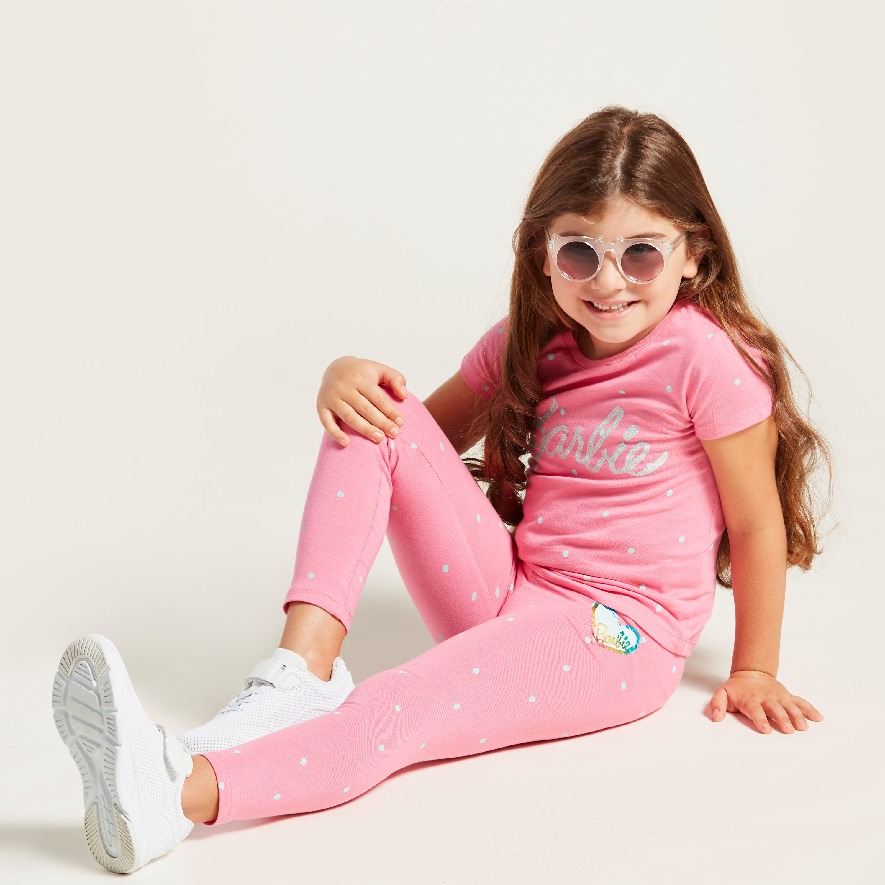 Barbie Graphic Print Leggings with Elasticised Waistband - Set of 2-baby-girls-clothing-bottoms-leggings-image-3