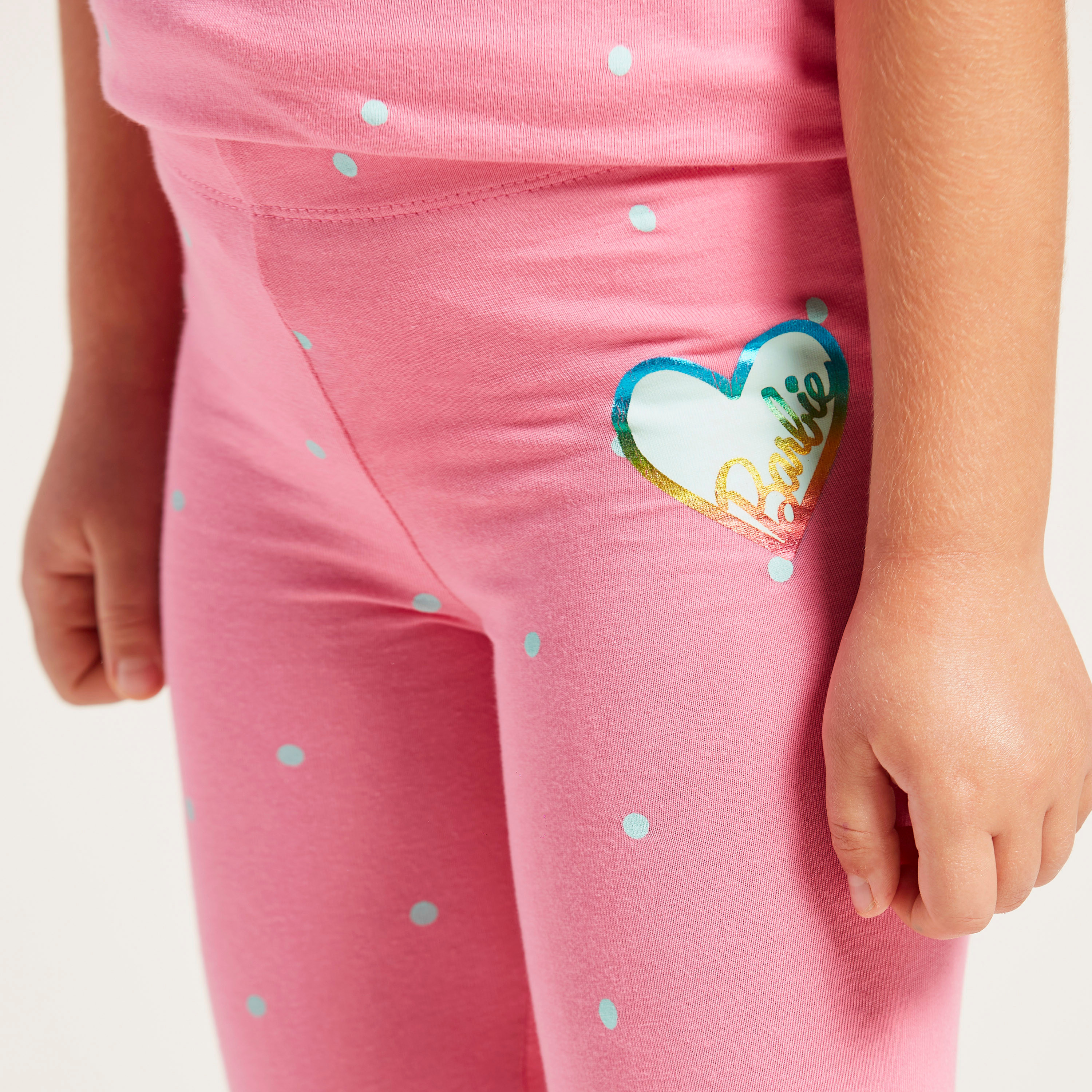 Barbie Graphic Print Leggings with Elasticised Waistband - Set of 2-baby-girls-clothing-bottoms-leggings-image-4