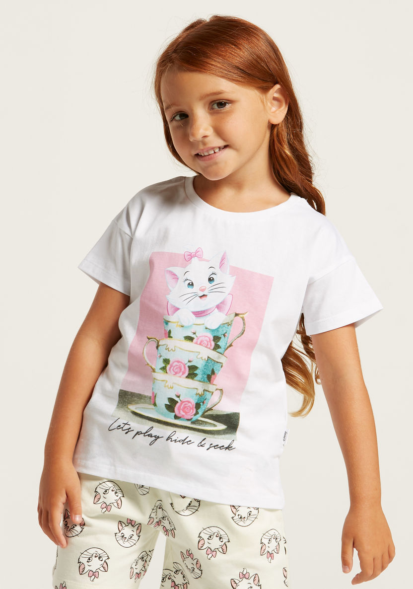 Disney Marie Graphic Print T-shirt with Short Sleeves-T Shirts-image-1