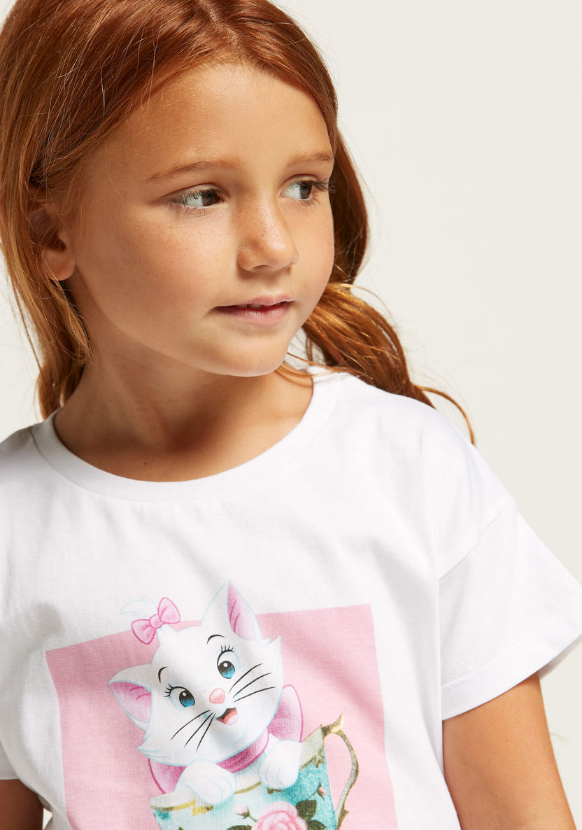 Disney Marie Graphic Print T-shirt with Short Sleeves-T Shirts-image-3