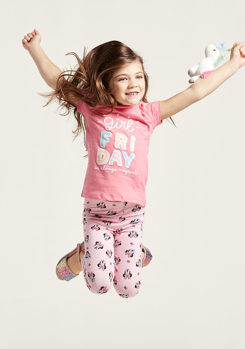 Minnie Mouse All-Over Print Leggings with Elasticised Waist-Leggings-image-0