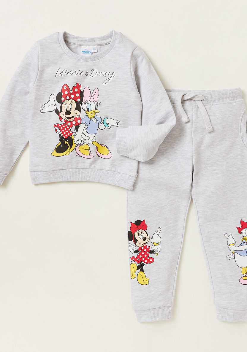 Minnie Mouse Print Pullover and Jog Pants Set-Clothes Sets-image-0