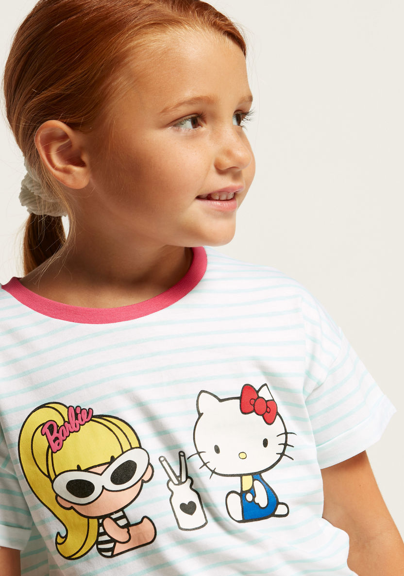 Sanrio Printed T-shirt with Round Neck and Short Sleeves-T Shirts-image-2
