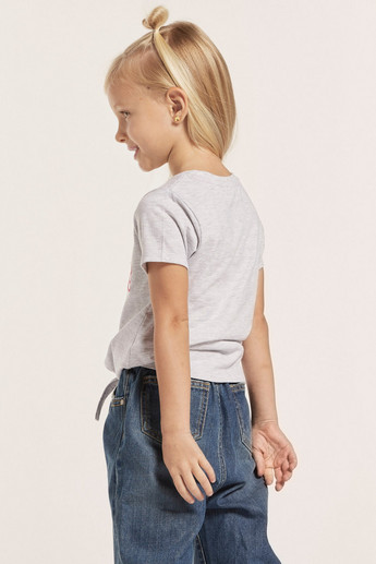 Sanrio Hello Barbie Print Round Neck T-shirt with Short Sleeves