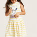Peanuts Themed Snoopy Print Striped Sleeveless Dress-Dresses%2C Gowns and Frocks-thumbnail-1