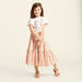 Graphic Print Short Sleeves T-shirt with Striped Tiered Skirt Set-Clothes Sets-thumbnail-2