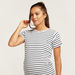 Love Mum Striped Maternity T-shirt with Round Neck and Short Sleeves-Tops-thumbnail-2