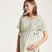 Love Mum Solid Twill Dress with Short Sleeves and Side Tie-Up-Dresses-thumbnail-1