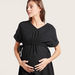 Love Mum Maternity Solid V-neck Wrap Dress with Short Sleeves-Dresses-thumbnail-2