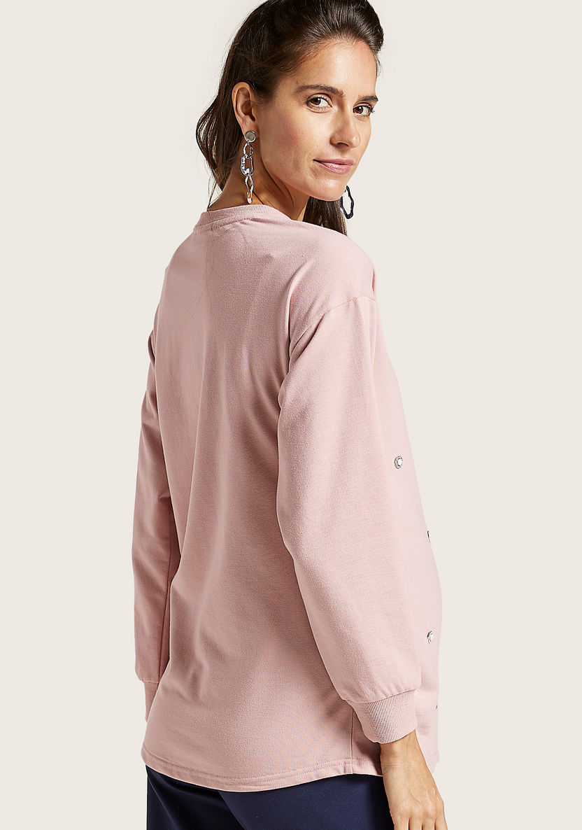 Love Mum Embellished Detail Maternity Sweatshirt with Long Sleeves-Tops-image-3