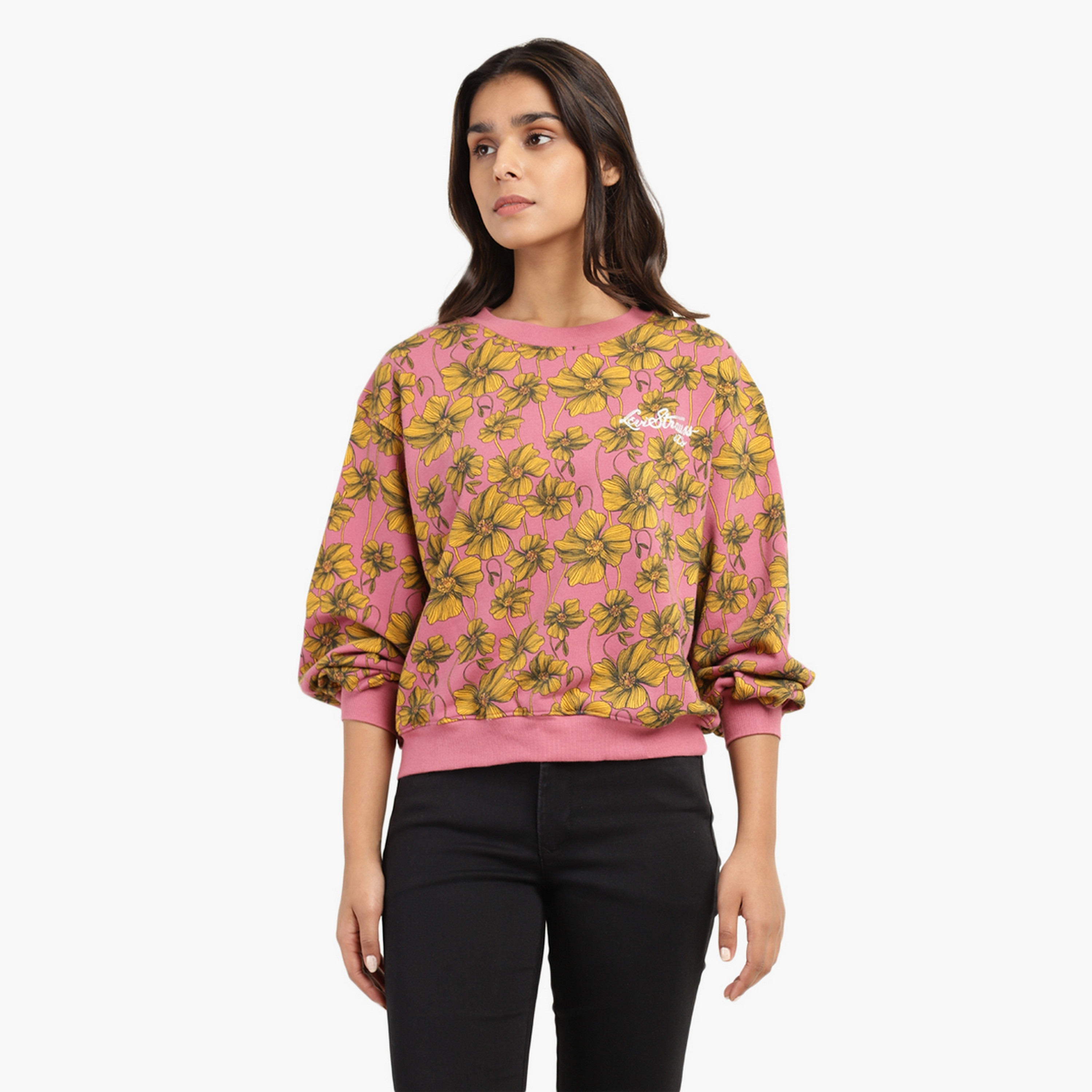 Levi's Floral Crew Neck Long Sleeves Women's Sweatshirt-women-clothing-hoodiesandsweatshirts-sweatshirts-image-1