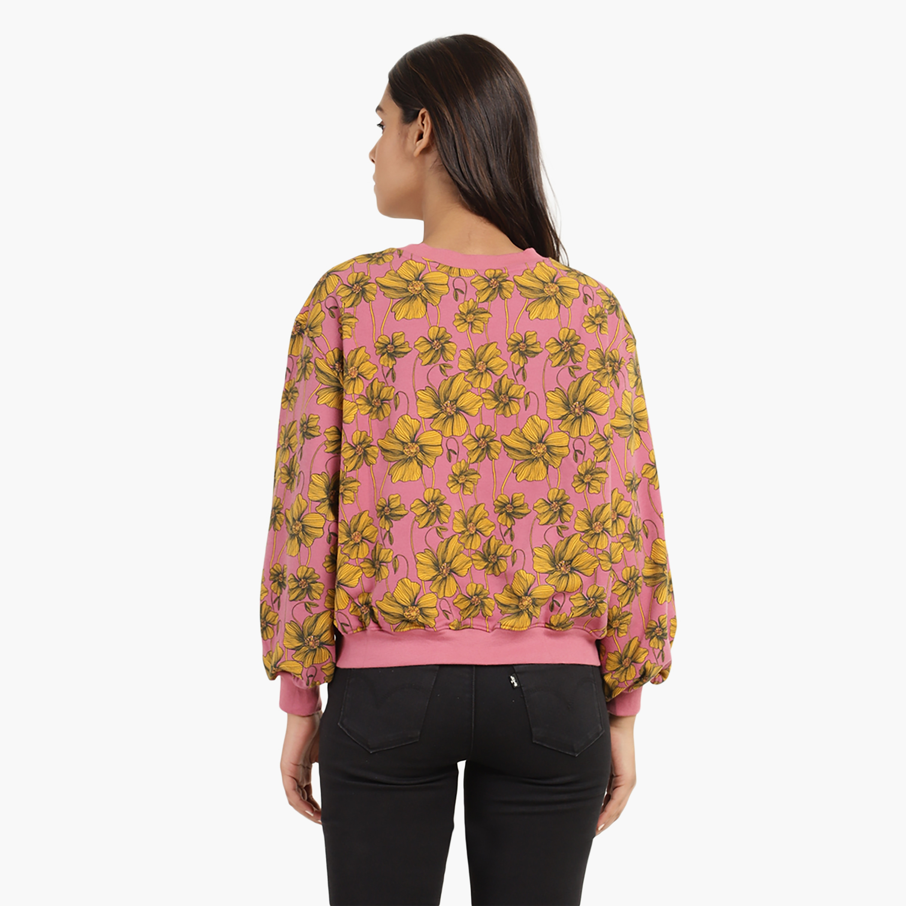 سترة ليفي النسائية ذات الياقة الدائرية والأكمام الطويلة-women-clothing-hoodiesandsweatshirts-sweatshirts-image-3