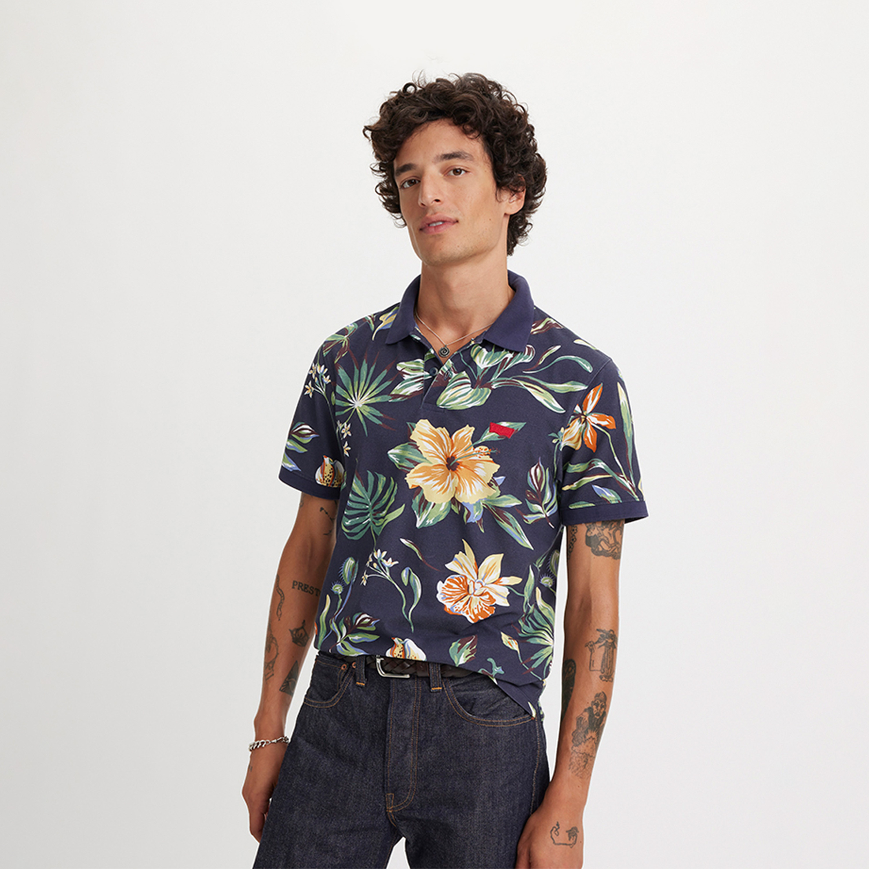 قميص بولو بأكمام قصيرة بياقة زهور من ليفاي للرجال-men-clothing-tshirtsandpolos-polos-image-1