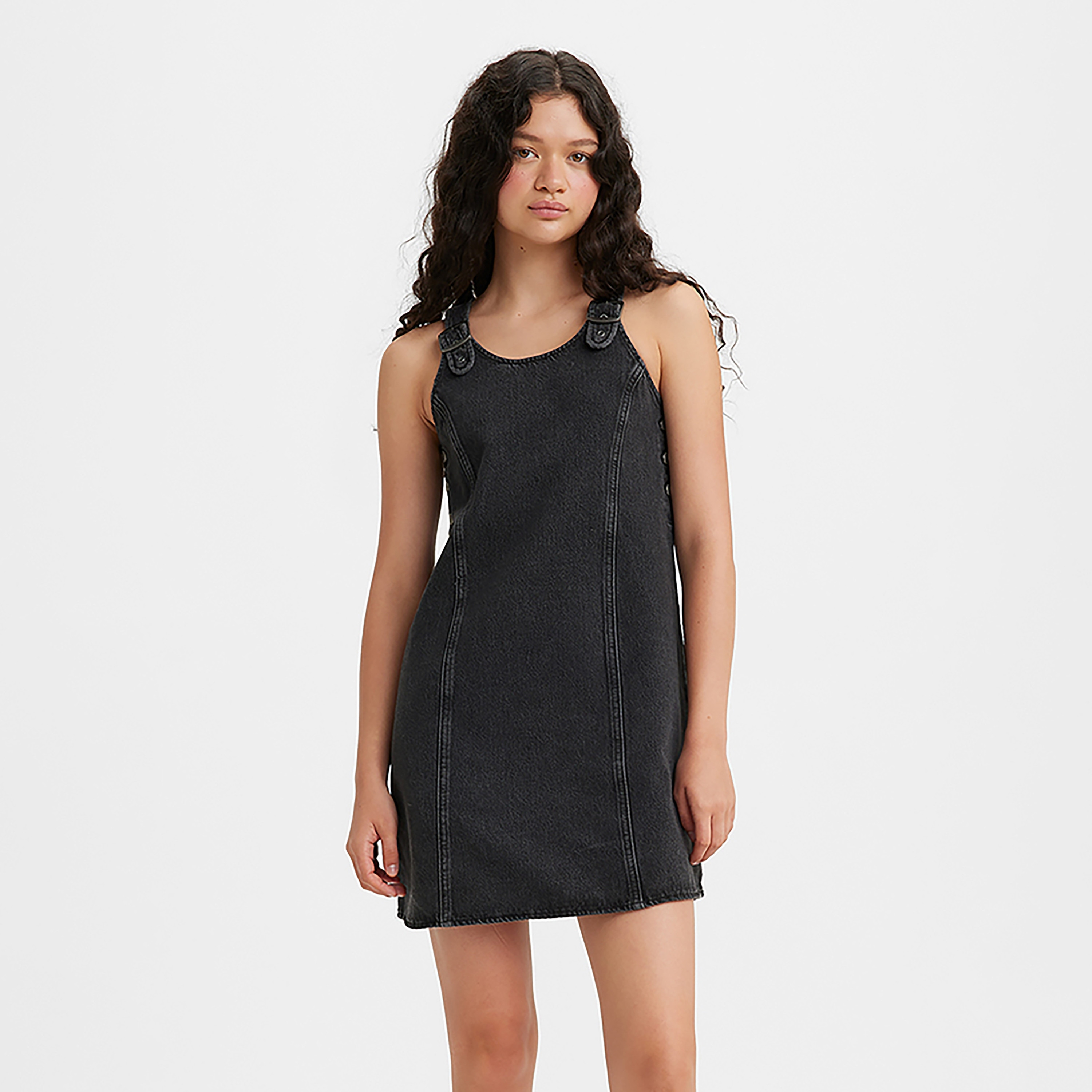 Levi's Black Strap Denim Mini Women's Dress-women-clothing-dresses-image-1