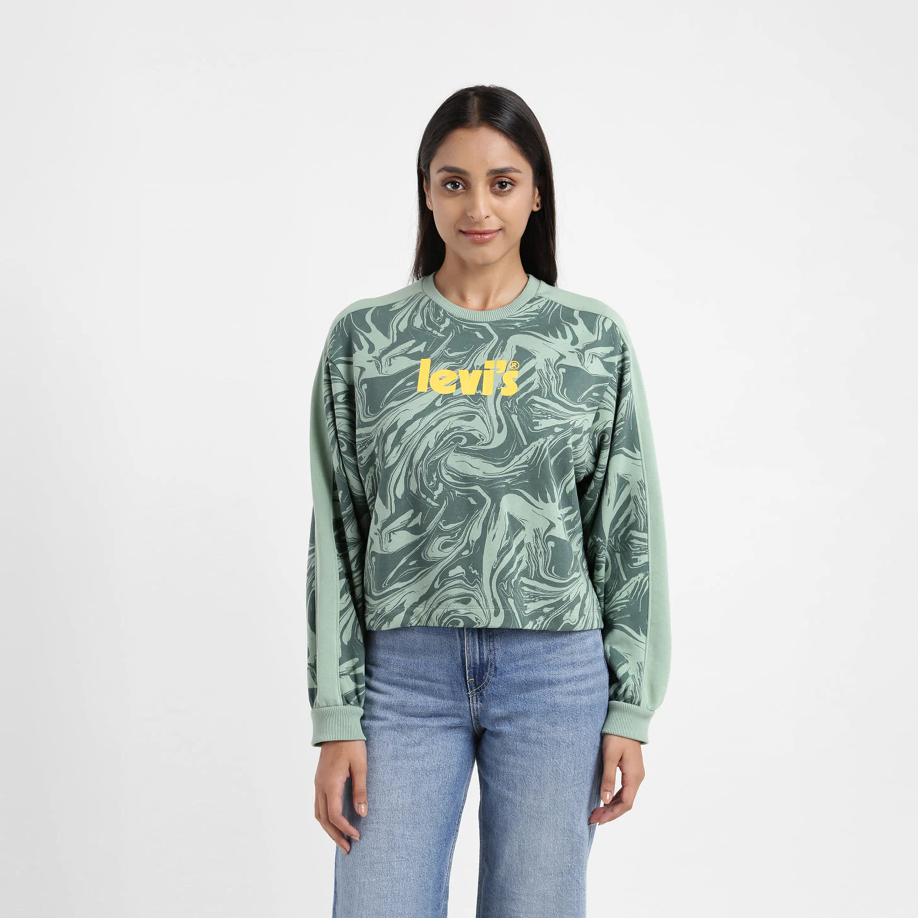 ليفايز- سويت شيرت مطبوع برقبة دائرية وأكمام طويلة-women-clothing-sportswearandactivewear-hoodiesandsweatshirts-image-1