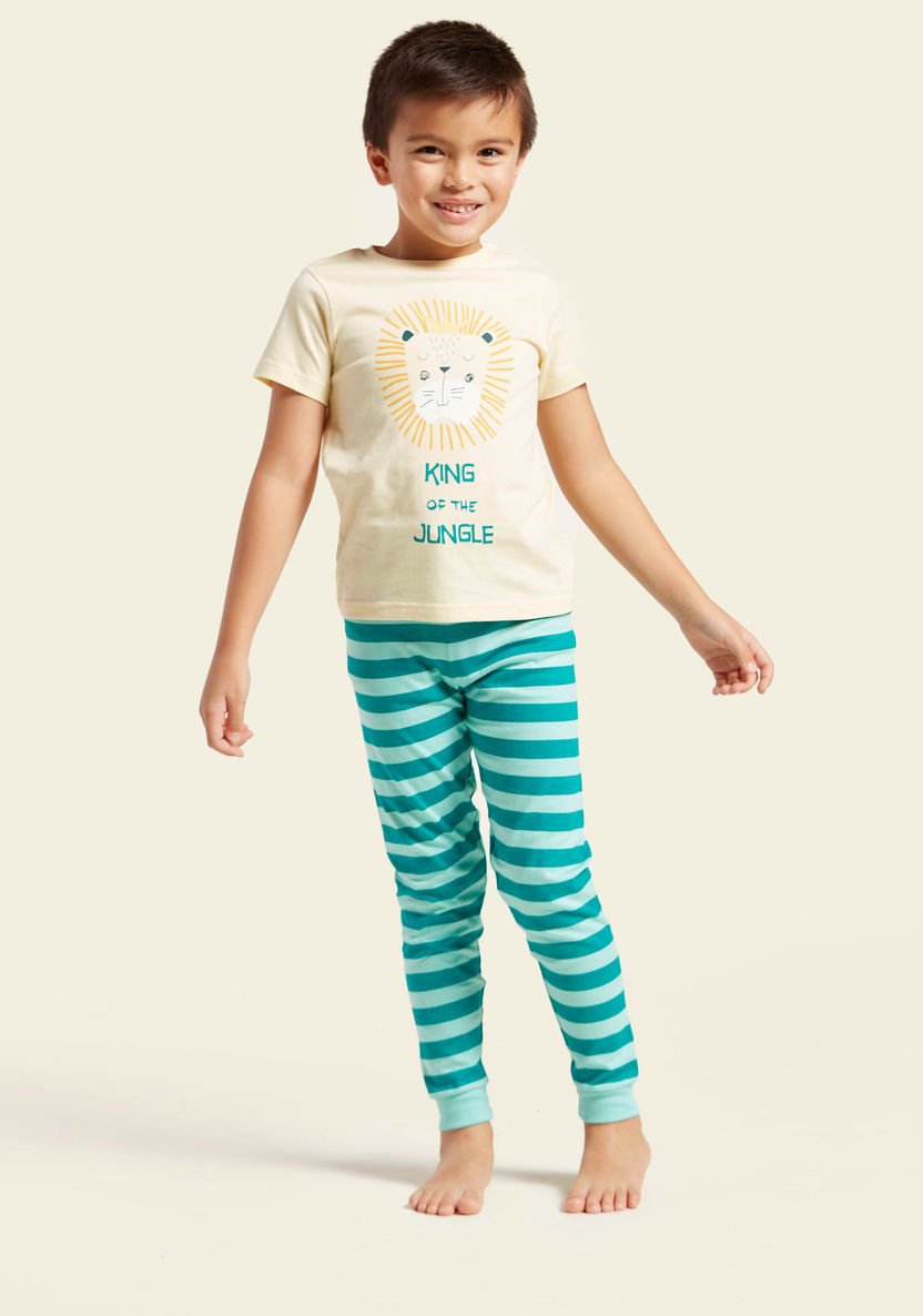 Juniors Printed T-shirt with Pyjamas - Set of 3-Nightwear-image-4