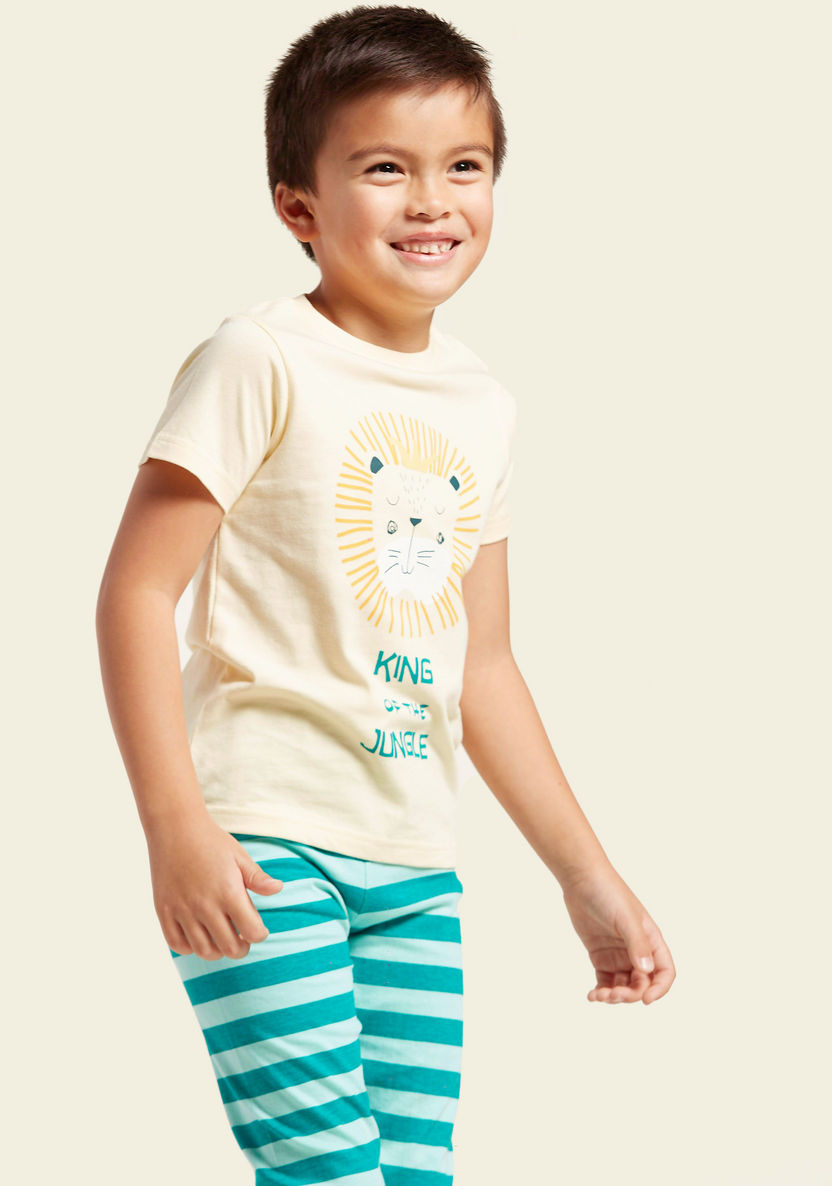 Juniors Printed T-shirt with Pyjamas - Set of 3-Nightwear-image-5